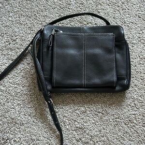 Tignanello Black Leather Crossbody Bag